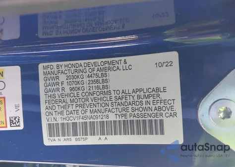 2022 Honda Accord Sport Special Edition from USA, damaged, VIN 1HGCV1F45NA091218